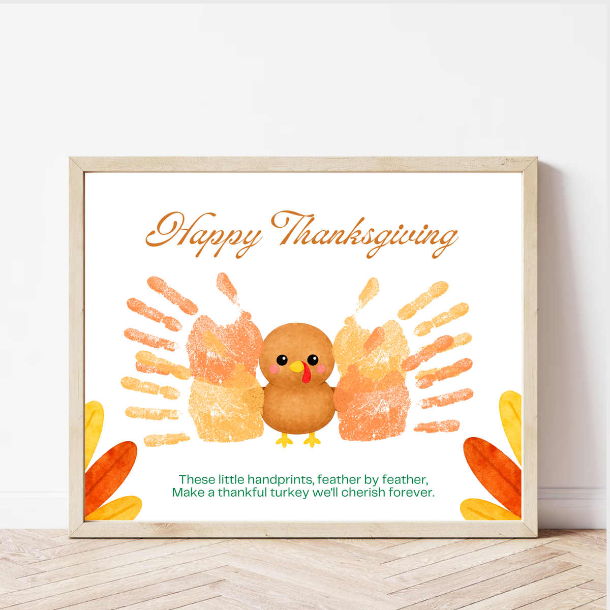 Happy Thanksgiving Turkey Handprint Craft Printable | Thanksgiving Handprint Keepsake | Preschool Fall Activity PDF