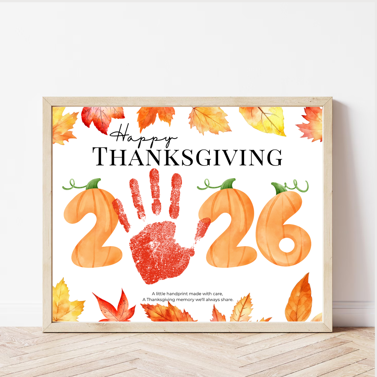 Happy Thanksgiving 2026 Handprint Craft Printable, Thanksgiving Keepsake Activity, Fall Handprint Craft for Preschool Kindergarten PDF