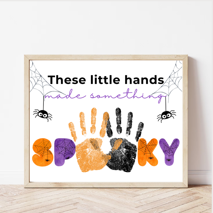 Halloween Handprint Craft Printable | These Little Hands Made Something Spooky | Halloween Keepsake for Kids | Preschool & Daycare Craft