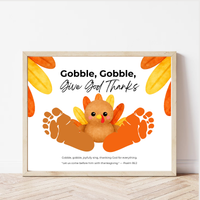 Christian Thanksgiving Turkey Footprint Craft Printable, Gobble Gobble Give God Thanks, Baby's First Thanksgiving, Faith-Based Keepsake