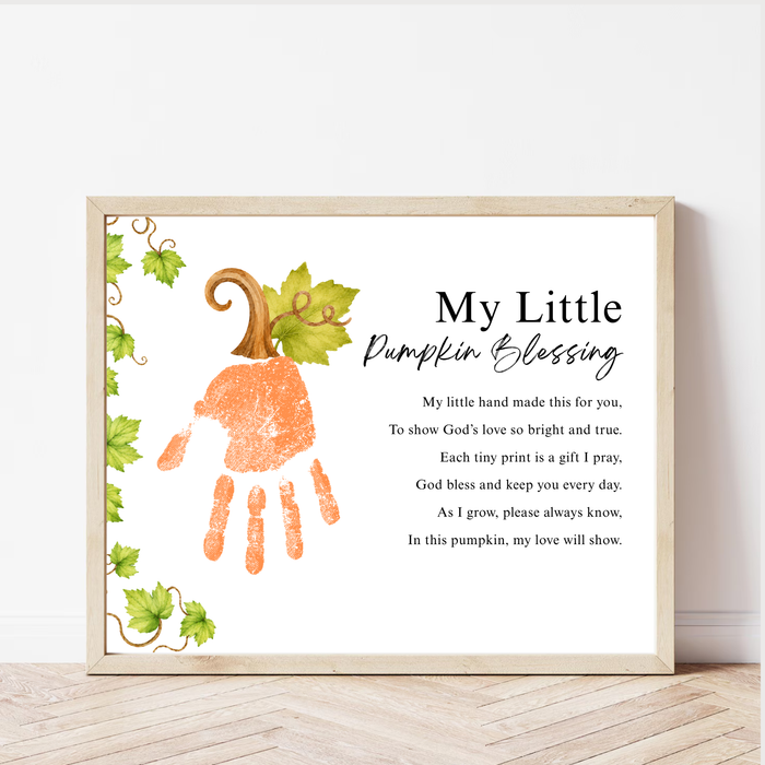 My Little Pumpkin Blessing Handprint Craft Printable | Christian Fall Keepsake | Preschool Pumpkin Handprint Activity