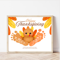 Happy Thanksgiving Turkey Footprint Craft | Thanksgiving Keepsake Printable | Preschool Fall Activity