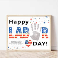 Christian Happy Labor Day Handprint Craft Printable | Faith Based Labor Day Activity | Preschool Sunday School Keepsake