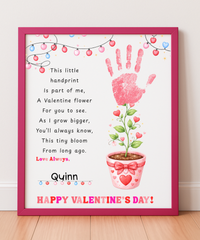 Valentine’s Day Handprint Craft Printable for Kids | Keepsake Art | Valentine Flower Design