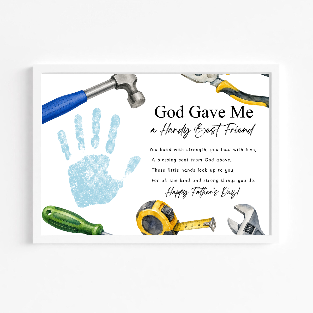 Christian Father Figure Handprint Craft Printable | God Gave Me a Handy Best Friend | Faith-Based Keepsake Gift for Dad Grandpa Uncle Mentor