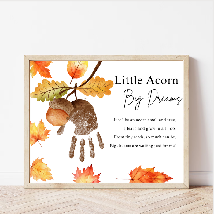 Little Acorn, Big Dreams Handprint Craft | Fall Preschool Keepsake | Acorn Handprint Printable | Autumn Classroom Activity