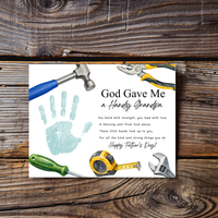 Christian Father's Day Handprint Craft Printable | God Gave Me a Handy Grandpa Grampy Papaw | Faith-Based Grandpa Gift from Kids | Grandfather Keepsake
