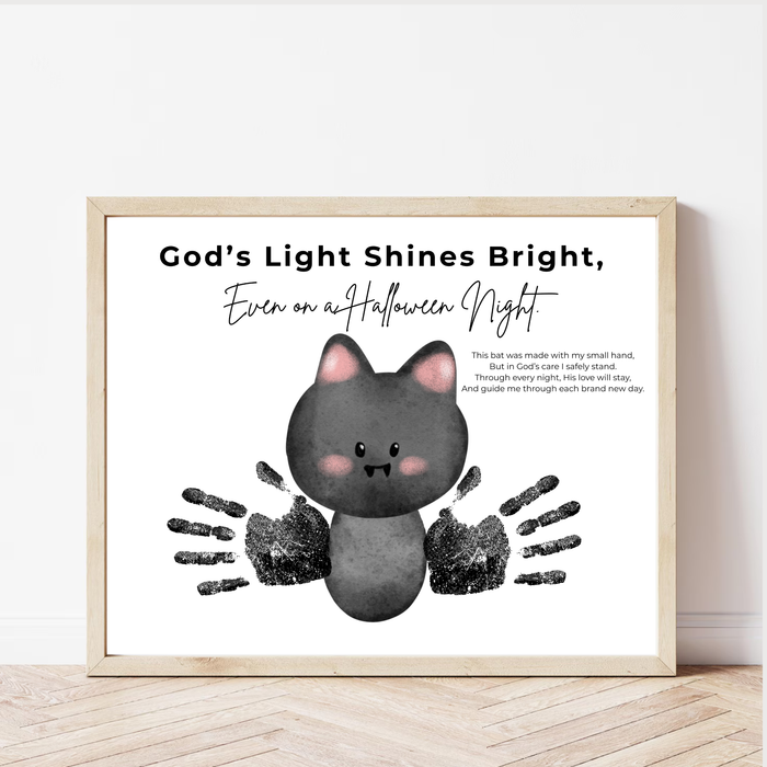 Christian Halloween Bat Handprint Craft Printable | Faith-Based Halloween Keepsake Activity for Kids | Preschool Christian Halloween Craft | Sunday School Printable