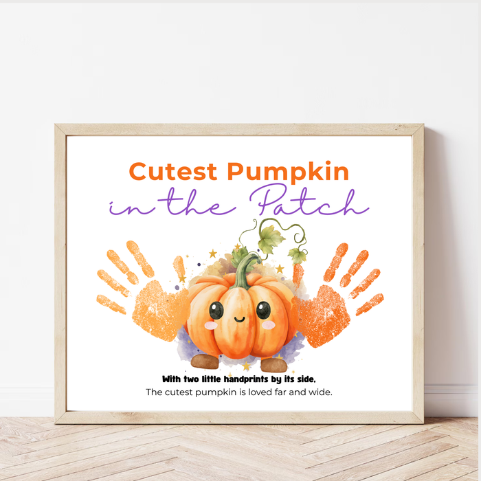 Pumpkin Handprint Craft Printable | Cutest Pumpkin in the Patch | Fall Keepsake Activity for Preschool & Kindergarten