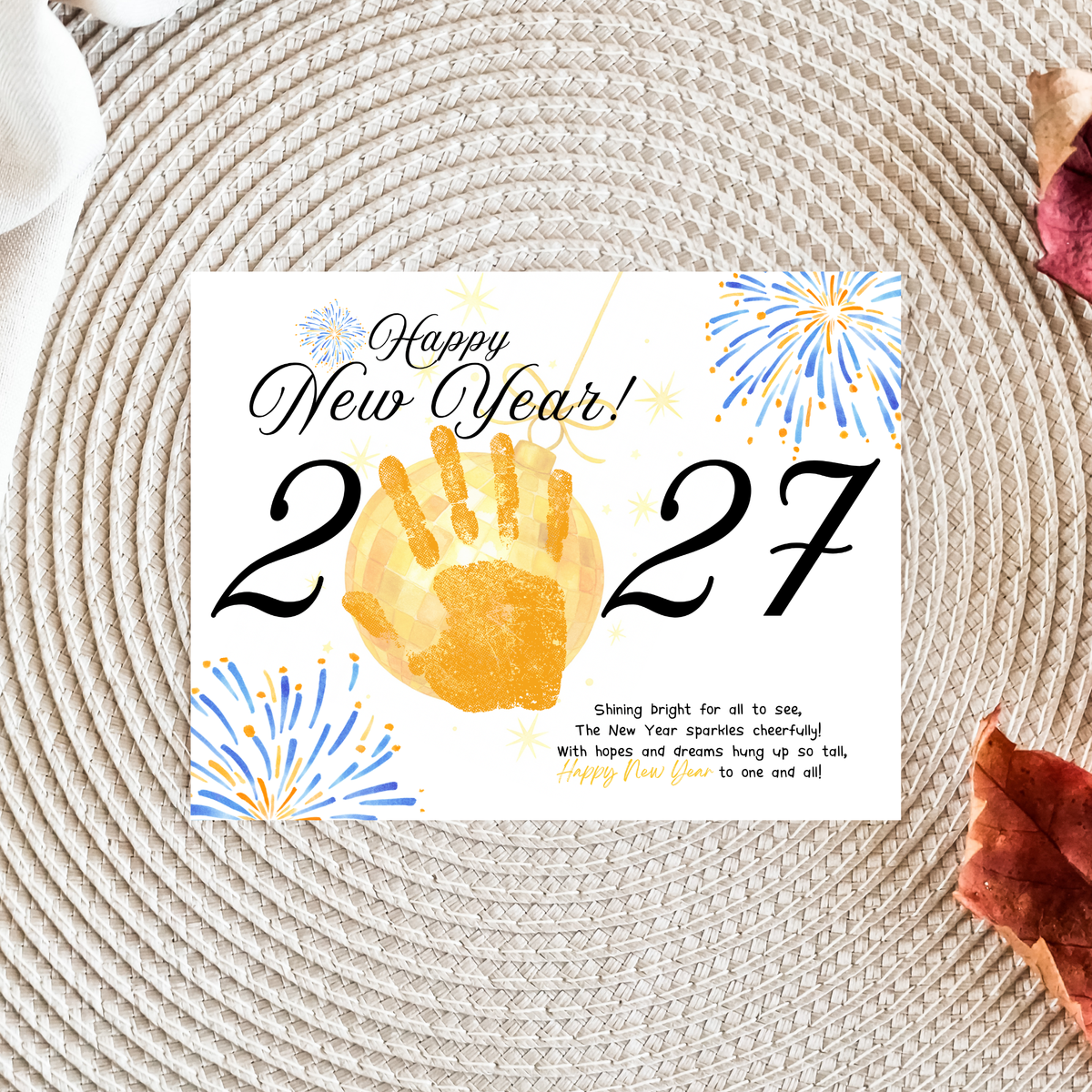 Happy New Year 2027 Handprint Craft Printable | New Year's Eve Keepsake | Preschool New Year Activity | January Classroom Craft | Winter Handprint Art