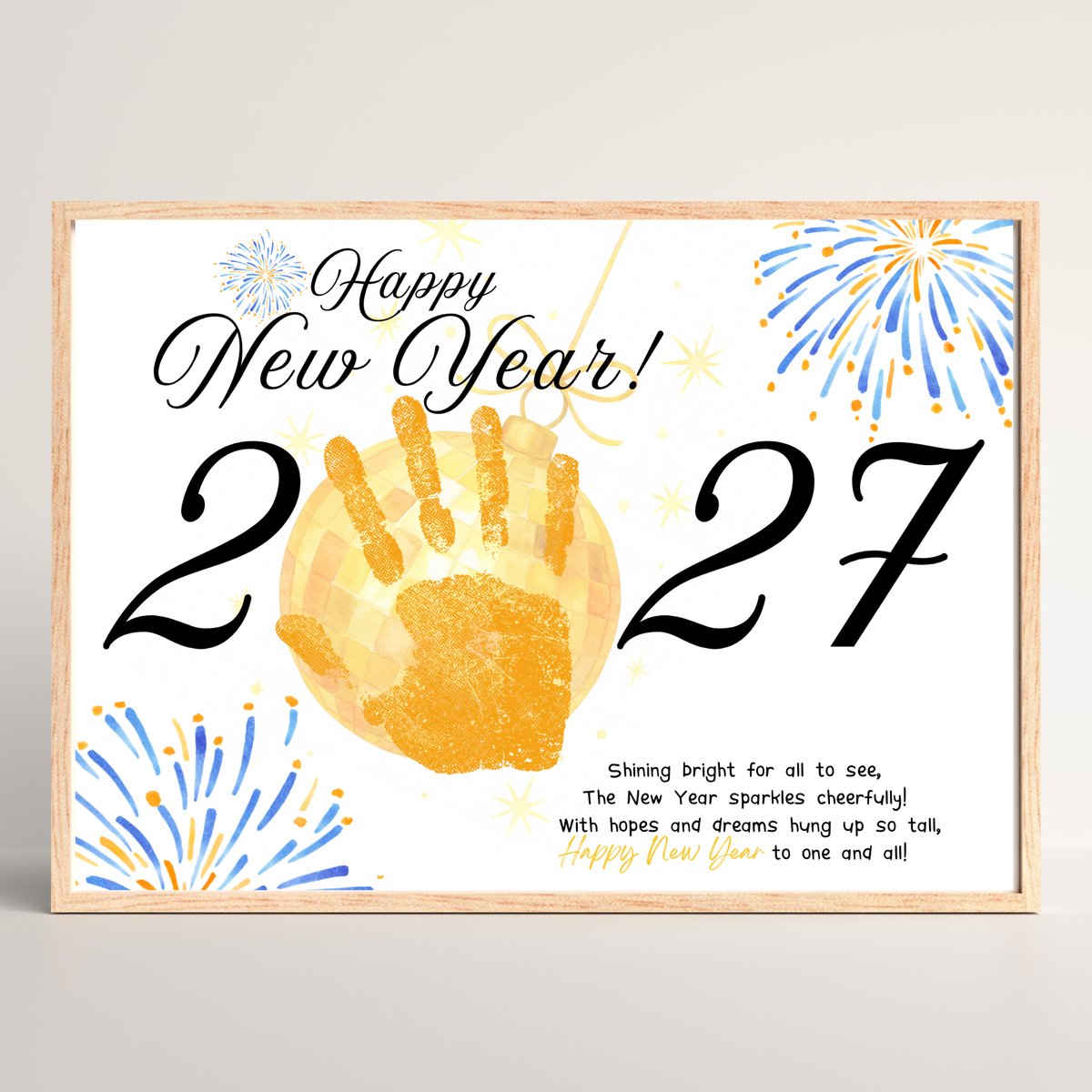 Happy New Year 2027 Handprint Craft Printable | New Year's Eve Keepsake | Preschool New Year Activity | January Classroom Craft | Winter Handprint Art