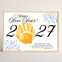 Happy New Year 2027 Handprint Craft Printable | New Year's Eve Keepsake | Preschool New Year Activity | January Classroom Craft | Winter Handprint Art