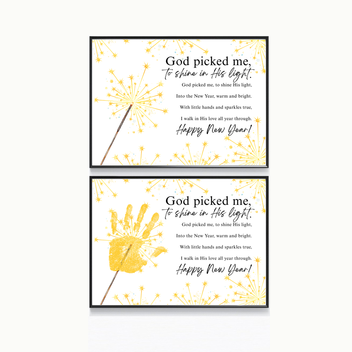 Christian New Year's Handprint Craft Printable | God Picked Me to Shine in His Light | Faith New Year Keepsake | Christian New Year Activity | Kids Bible Craft