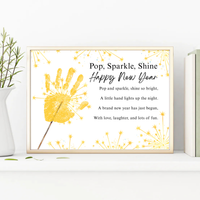 Pop, Sparkle, Shine Happy New Year Poem Handprint Craft | New Year's Eve Sparkler Printable | Preschool New Year Keepsake | Holiday Handprint Activity