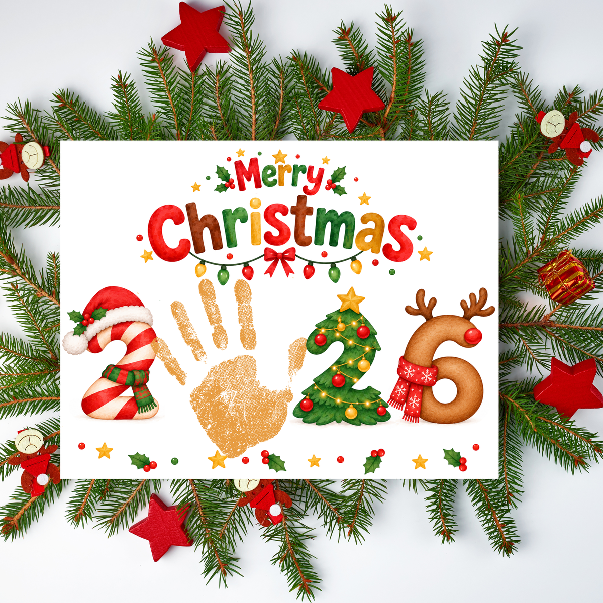 Christmas 2026 Handprint Craft & Coloring Page | Merry Christmas Keepsake Printable for Kids