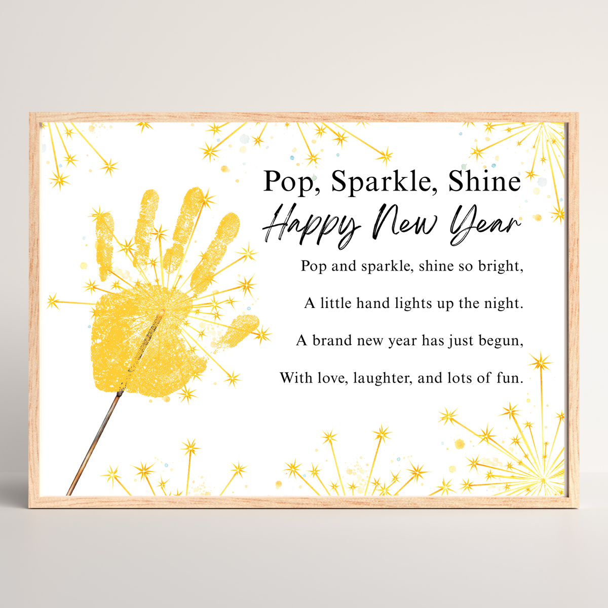 Pop, Sparkle, Shine Happy New Year Poem Handprint Craft | New Year's Eve Sparkler Printable | Preschool New Year Keepsake | Holiday Handprint Activity