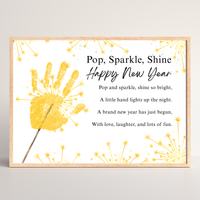Pop, Sparkle, Shine Happy New Year Poem Handprint Craft | New Year's Eve Sparkler Printable | Preschool New Year Keepsake | Holiday Handprint Activity