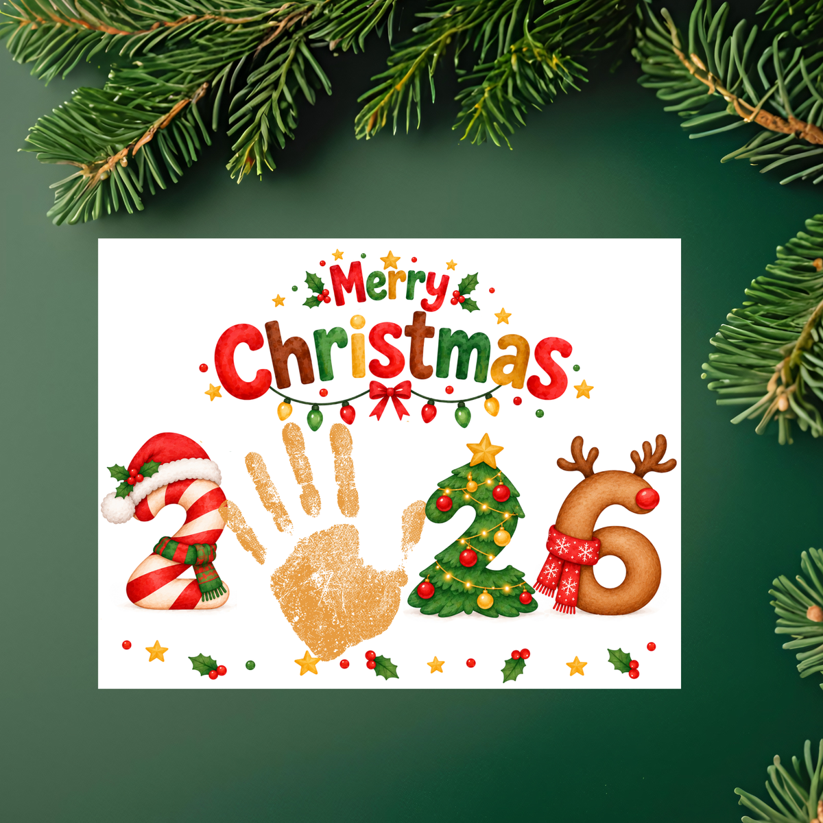 Christmas 2026 Handprint Craft & Coloring Page | Merry Christmas Keepsake Printable for Kids