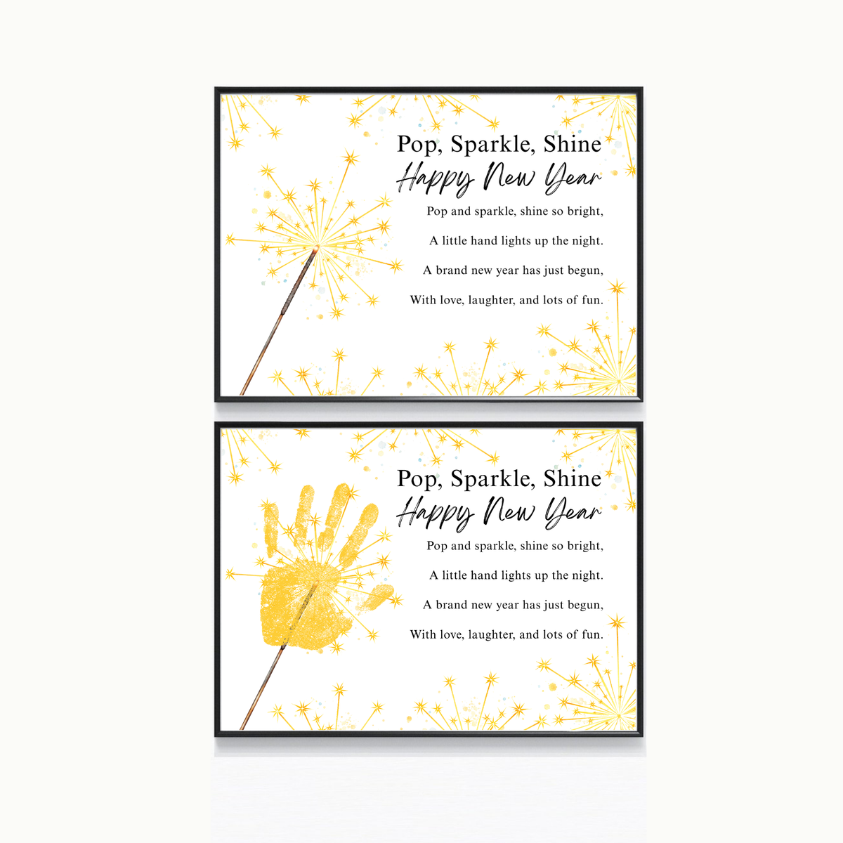 Pop, Sparkle, Shine Happy New Year Poem Handprint Craft | New Year's Eve Sparkler Printable | Preschool New Year Keepsake | Holiday Handprint Activity