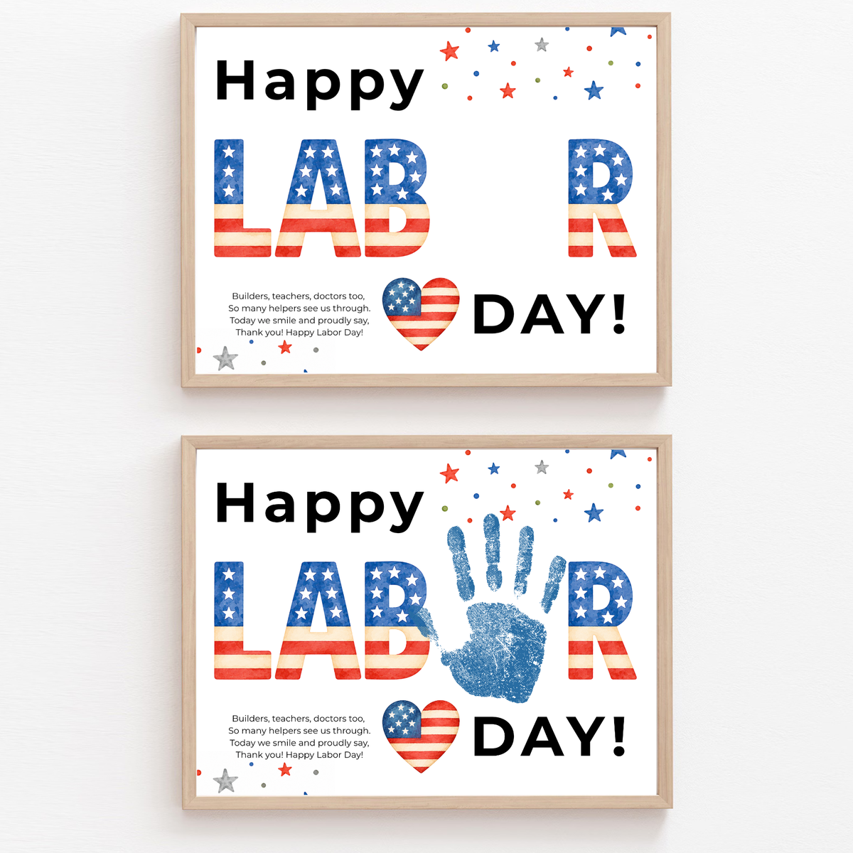 Happy Labor Day Handprint Craft Printable | Preschool Labor Day Keepsake | Community Helpers Activity | Daycare Classroom Craft