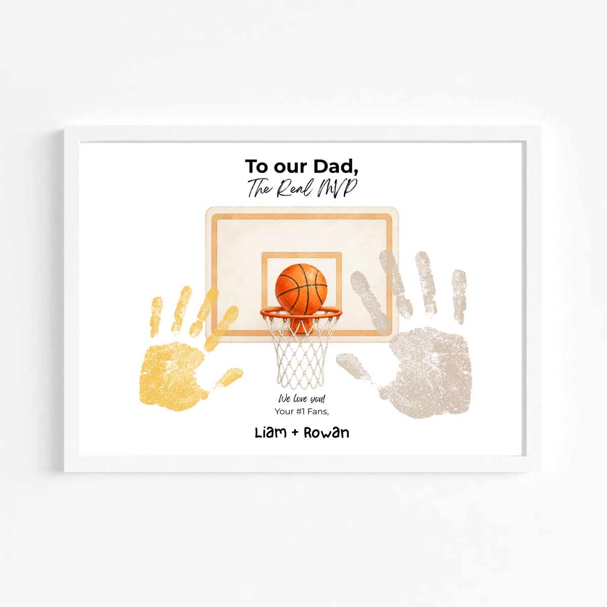 Basketball Handprint Craft for Dad, To Our Dad The Real MVP Printable, Father’s Day Basketball Keepsake from Kids, Sports Dad Gift