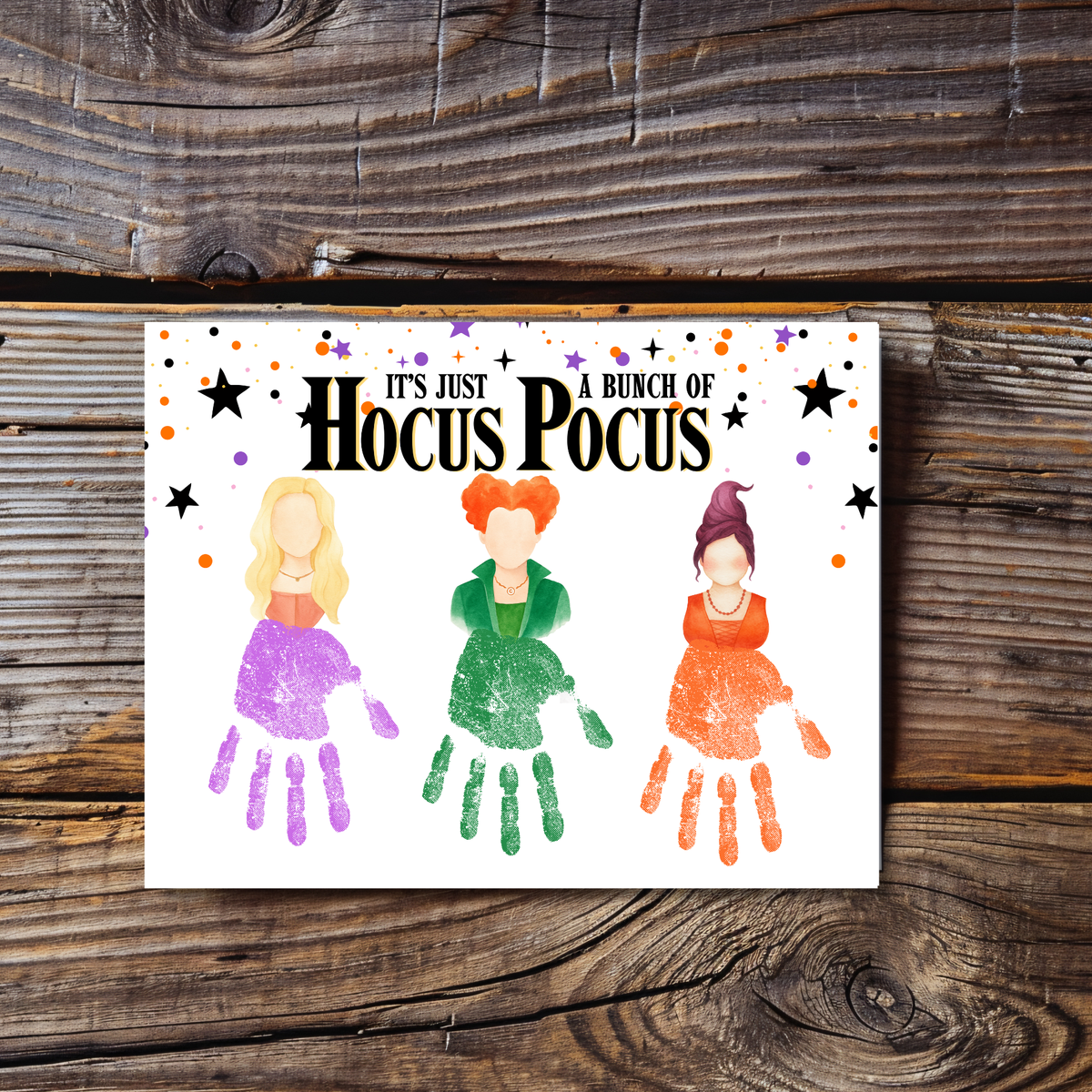 It's Just a Bunch of Hocus Pocus Handprint Craft Printable | Halloween Witch Handprint Keepsake | Preschool Halloween Activity | Daycare & Classroom Craft