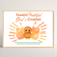Thankful Faithful God's Creation Handprint Turkey Craft Printable | Christian Thanksgiving Handprint Activity | Preschool Fall Keepsake PDF