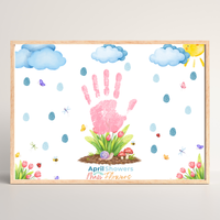 April Showers Bring May Flowers Handprint Craft Printable | Spring Handprint Keepsake | Preschool Spring Activity PDF