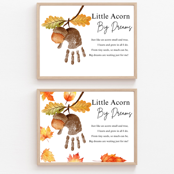 Little Acorn, Big Dreams Handprint Craft | Fall Preschool Keepsake | Acorn Handprint Printable | Autumn Classroom Activity