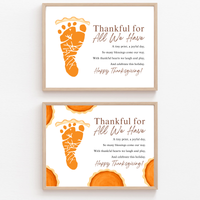 Thankful for All We Have Thanksgiving Footprint Craft | Pumpkin Pie Keepsake Printable