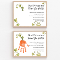 God Picked Me From the Patch Handprint Craft Printable | Christian Pumpkin Keepsake | Fall Bible Activity for Kids