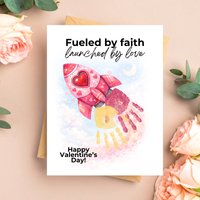 Valentine Rocket Handprint Craft Printable for Kids | Faith-Based Valentine Keepsake | Fueled by Faith Launched by Love PDF