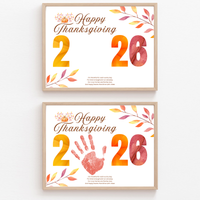 Happy Thanksgiving 2026 Handprint Craft | First Thanksgiving Keepsake Printable