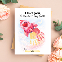 Valentine Rocket Handprint Craft Printable for Kids | “I Love You to the Moon and Back” Keepsake | Valentine Art PDF