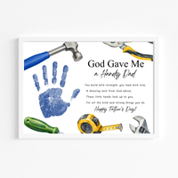 Christian Father’s Day Handprint Craft Printable, God Gave Me a Handy Dad, Tool Theme Father’s Day Keepsake, Faith Based Dad Gift