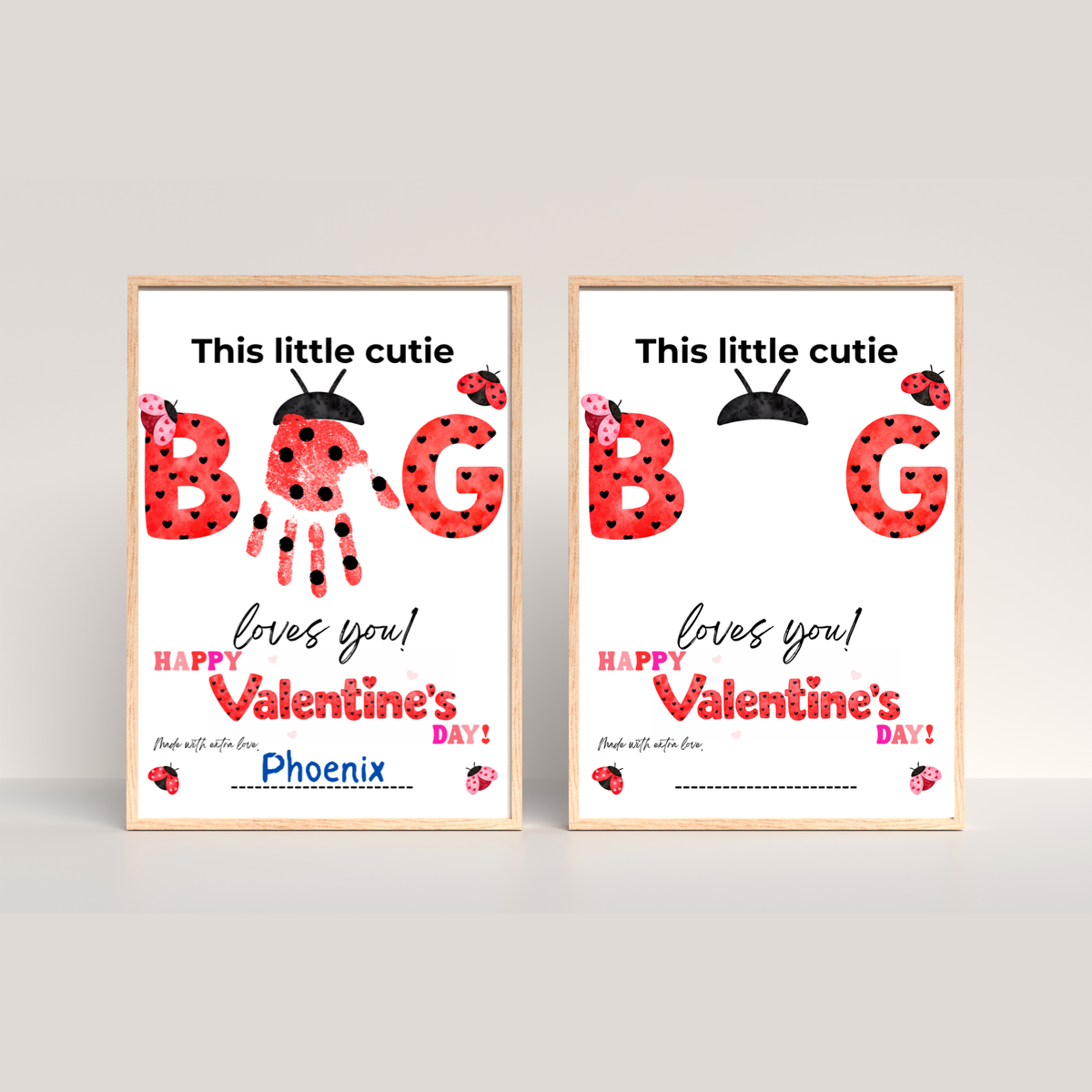 Valentine’s Day Handprint Craft Printable for Kids | Ladybug Valentine Keepsake | Valentine Art PDF