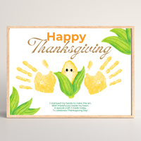 Happy Thanksgiving Corn Handprint Craft Printable, Thanksgiving Keepsake, Baby's First Thanksgiving, Preschool Fall Harvest Activity