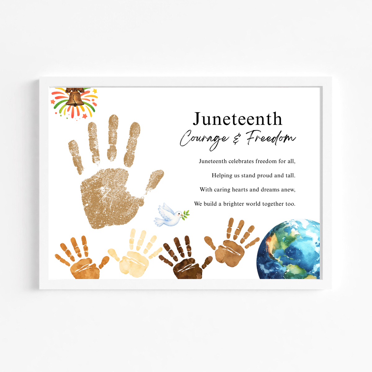 Juneteenth Courage & Freedom Handprint Craft Printable | Juneteenth Activity for Kids | Diversity & Inclusion Keepsake