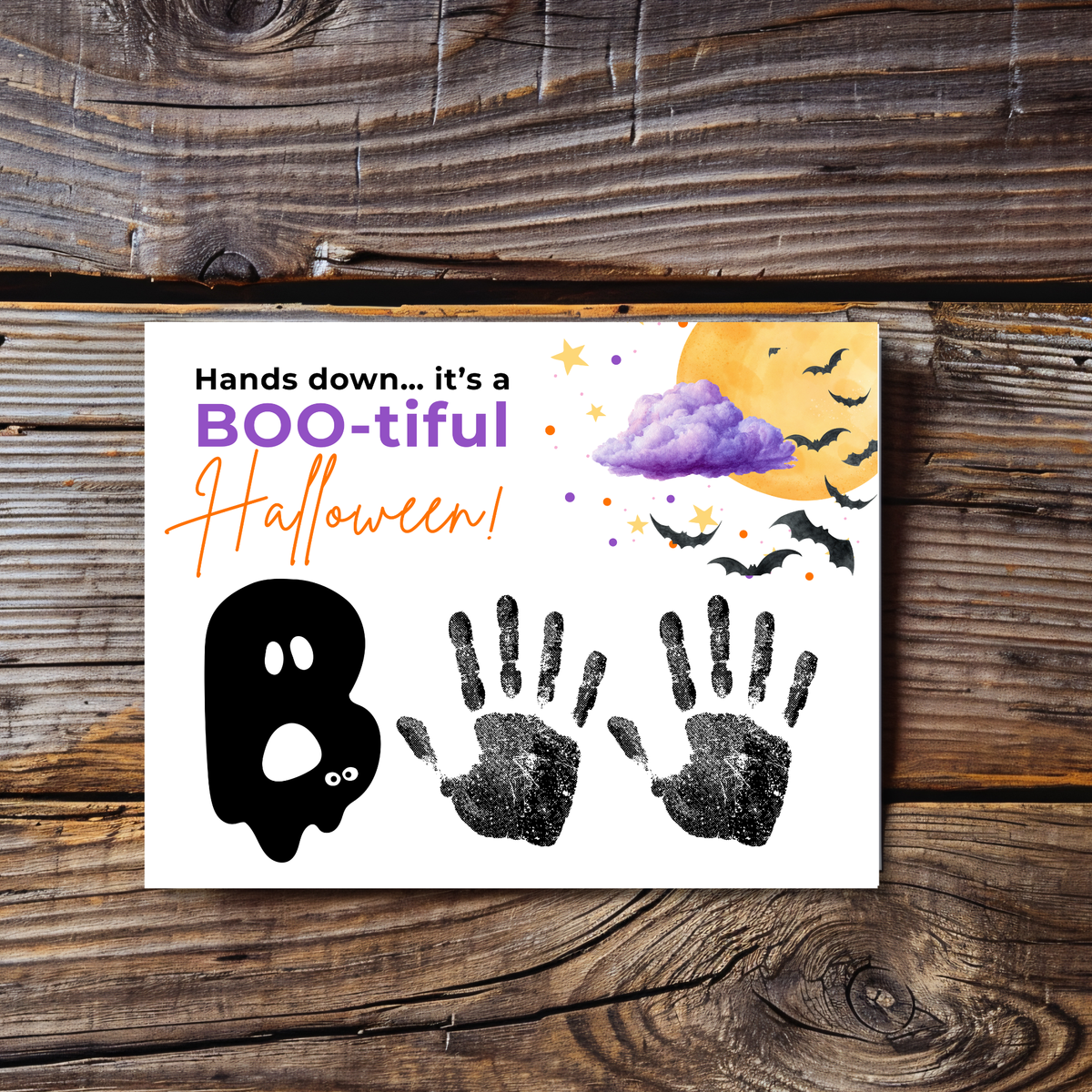 Hands Down It's a BOO-tiful Halloween Handprint Craft Printable | Halloween Keepsake Activity for Kids | Preschool Halloween Craft | Daycare & Classroom Printable