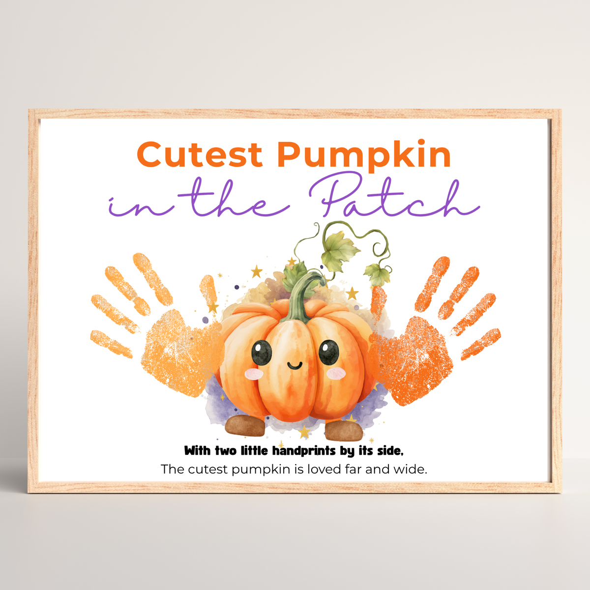 Pumpkin Handprint Craft Printable | Cutest Pumpkin in the Patch | Fall Keepsake Activity for Preschool & Kindergarten