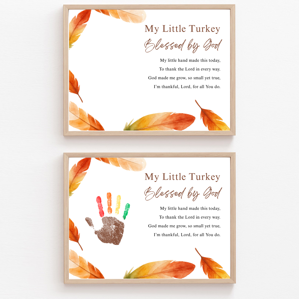 My Little Turkey Blessed by God Handprint Craft Printable | Christian Thanksgiving Keepsake | Preschool Turkey Handprint Activity
