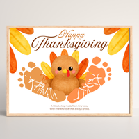 Happy Thanksgiving Turkey Footprint Craft | Thanksgiving Keepsake Printable | Preschool Fall Activity