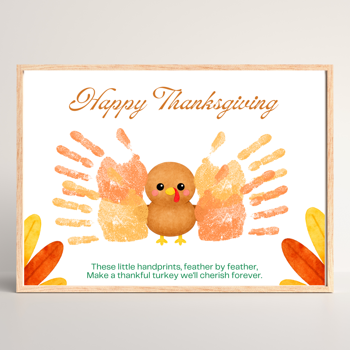 Happy Thanksgiving Turkey Handprint Craft Printable | Thanksgiving Handprint Keepsake | Preschool Fall Activity PDF