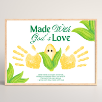 Christian Corn Handprint Craft Printable, Made With God's Love, Preschool Harvest Activity, Thanksgiving Craft, Fall Keepsake, Baby's First Fall