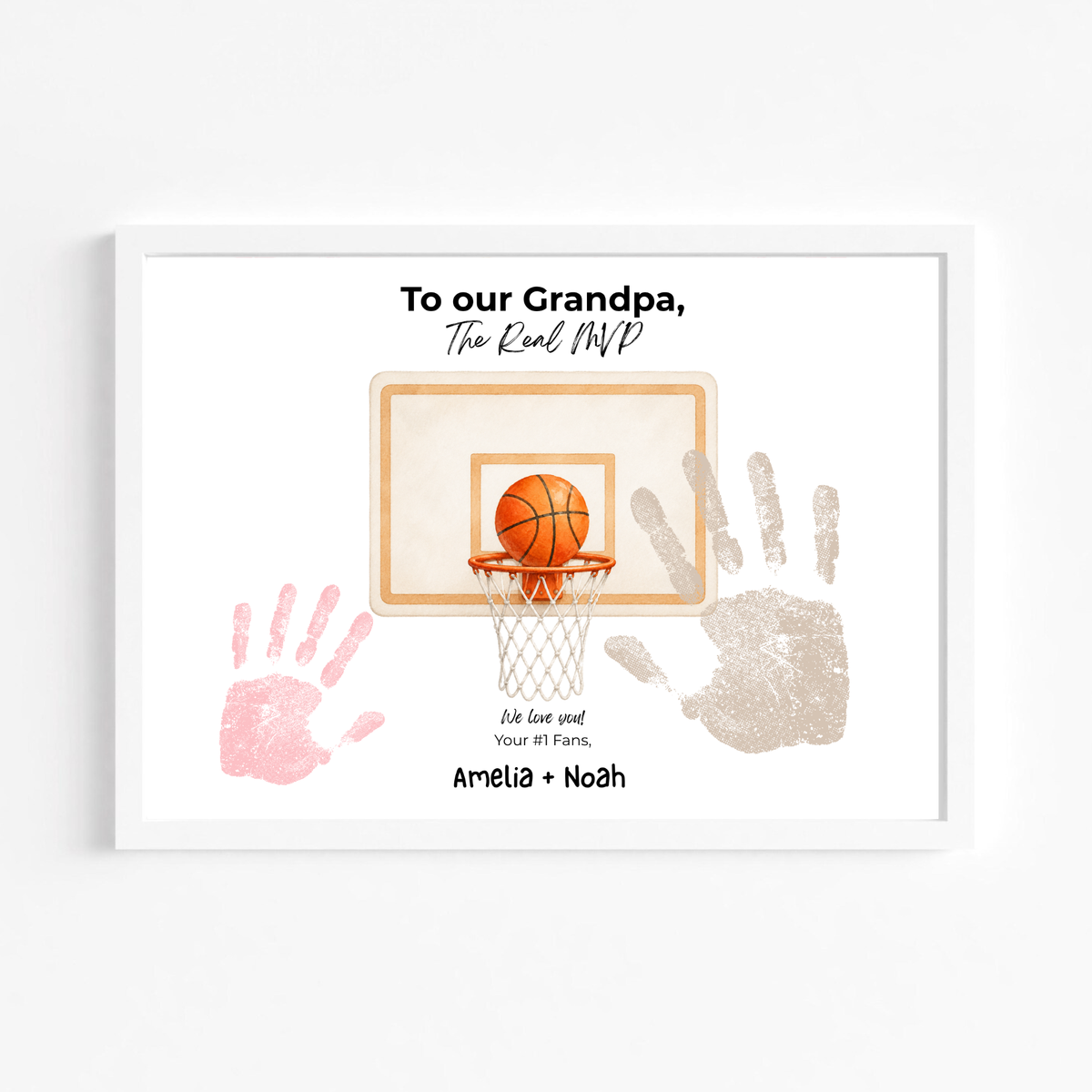 Basketball Handprint Craft for Grandpa, To Our Grandpa The Real MVP Printable, Father’s Day Gift from Grandkids, Sports Grandpa Keepsake