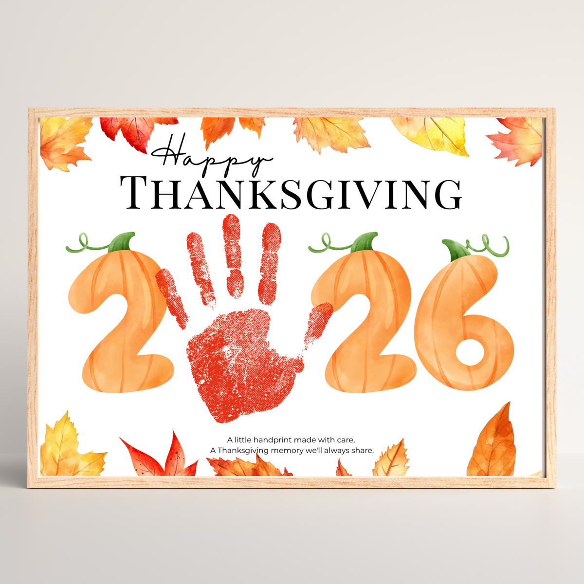 Happy Thanksgiving 2026 Handprint Craft Printable, Thanksgiving Keepsake Activity, Fall Handprint Craft for Preschool Kindergarten PDF