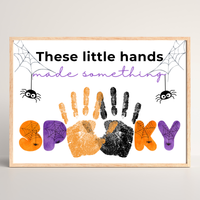 Halloween Handprint Craft Printable | These Little Hands Made Something Spooky | Halloween Keepsake for Kids | Preschool & Daycare Craft