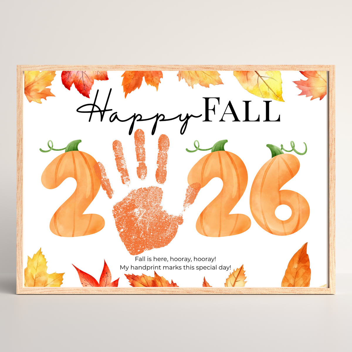 First Day of Fall Handprint Craft Printable 2026, Baby's First Fall Keepsake, Preschool Autumn Activity, Pumpkin Number Craft, Fall Classroom Decor