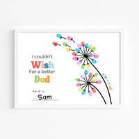 Father’s Day & Dad Birthday Fingerprint Craft Printable | I Couldn’t Wish for a Better Dad | Dandelion Keepsake Gift from Kids | Preschool DIY Printable