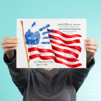 Happy Independence Day Handprint Craft Printable | July 4th Flag Handprint Art | Patriotic USA Keepsake Activity for Kids | Fourth of July Craft